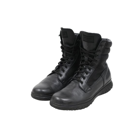 Prada Men Combat Boots US10 UK9 Black Leather Nylon Chunky Sport Rubber Sole main image 6